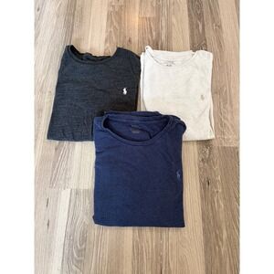 Polo Ralph Lauren T-Shirts Lot of 3 Crewneck XL Cotton Gray Blue Oatmeal Pony
